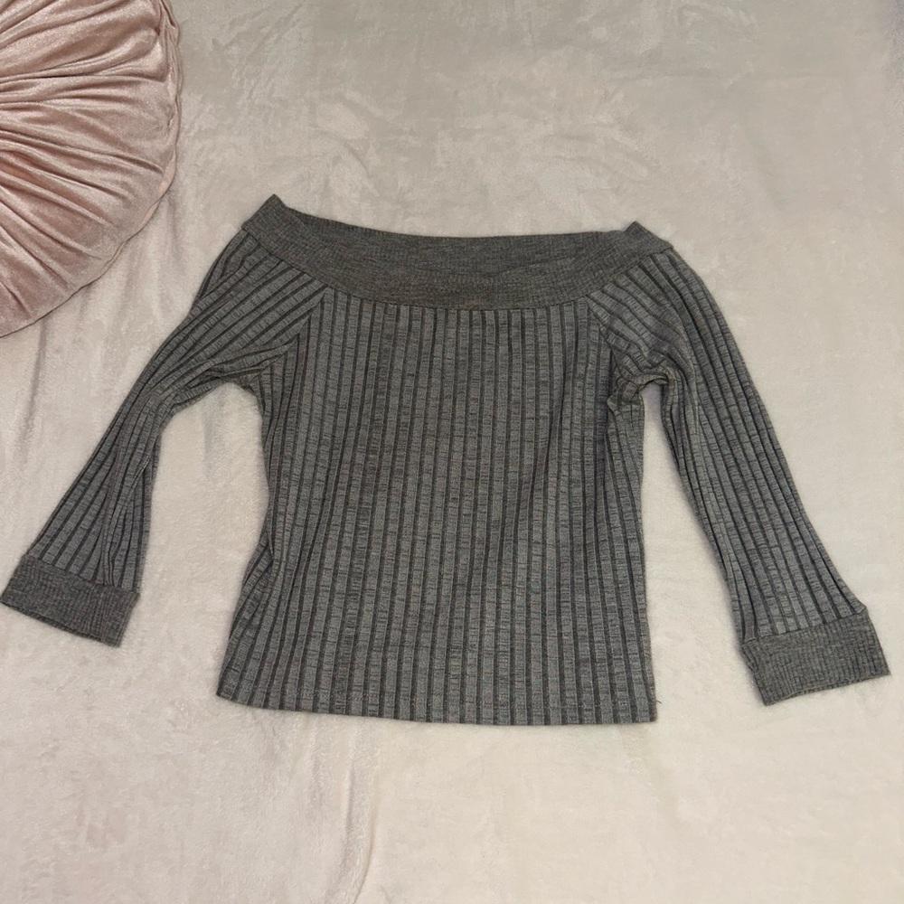 Gray Off-Shoulder Women's Sweater